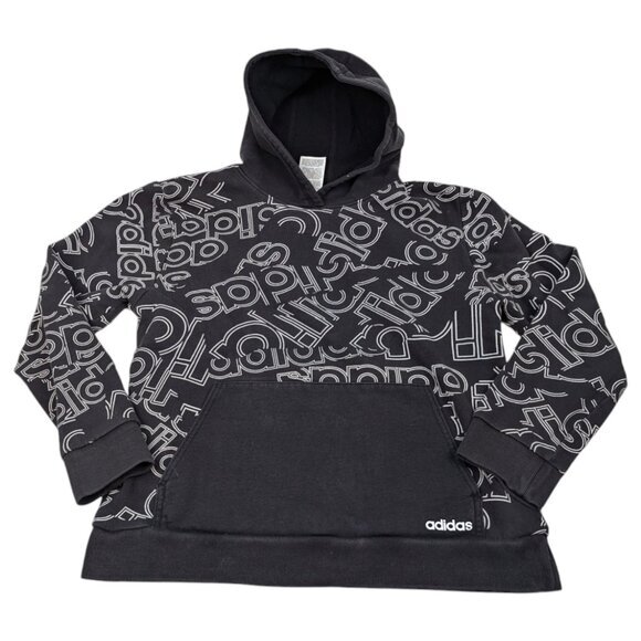 Adidas Hoodie Youth Boys Large 14 - 16 All‎ Over Print AOP Logo Sweatshirt - Picture 1 of 9